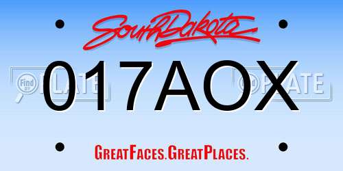017AOX South Dakota License Plate