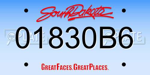 01830B6 South Dakota License Plate