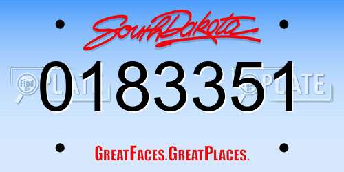 0183351 South Dakota License Plate