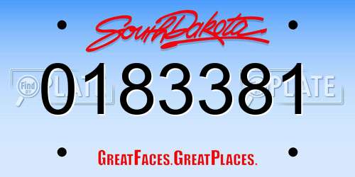 0183381 South Dakota License Plate