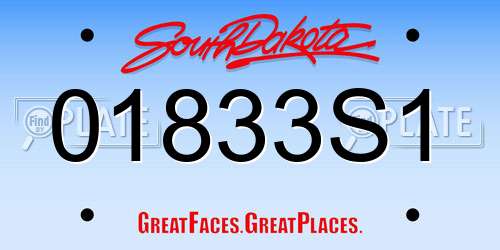 01833S1 South Dakota License Plate