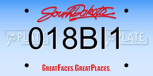 018BI1 South Dakota License Plate