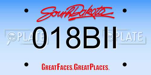 018BII South Dakota License Plate
