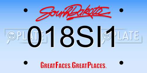 018SI1 South Dakota License Plate