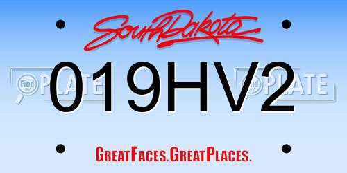 019HV2 South Dakota License Plate