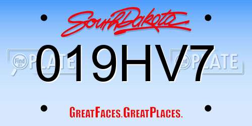 019HV7 South Dakota License Plate