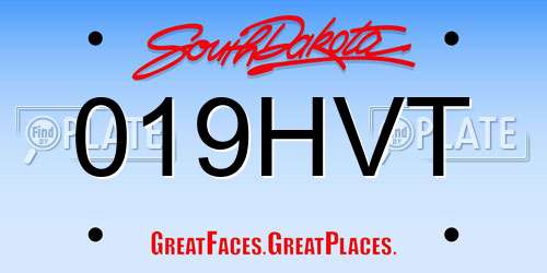 019HVT South Dakota License Plate