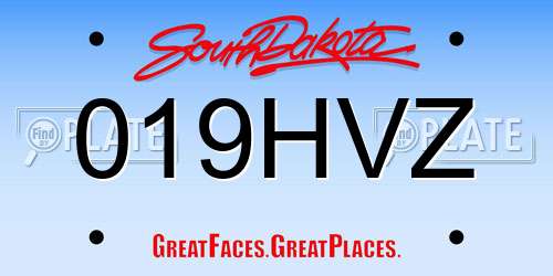 019HVZ South Dakota License Plate