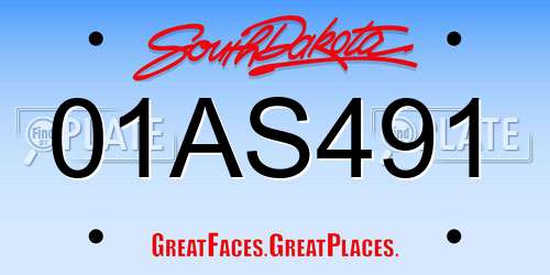 01AS491 South Dakota License Plate