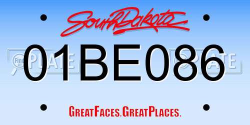 01BE086 South Dakota License Plate