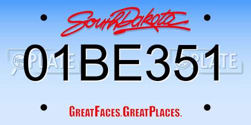01BE351 South Dakota License Plate