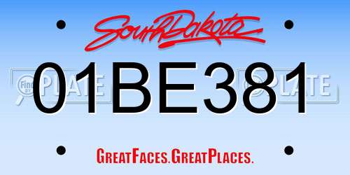 01BE381 South Dakota License Plate