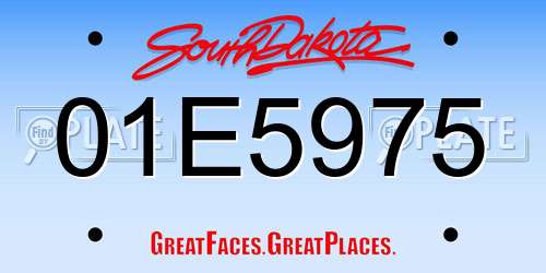 01E5975 South Dakota License Plate