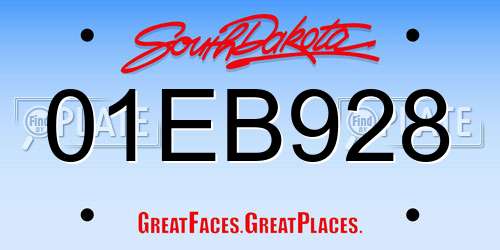 01EB928 South Dakota License Plate