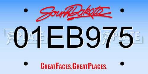 01EB975 South Dakota License Plate