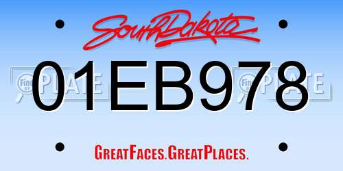 01EB978 South Dakota License Plate
