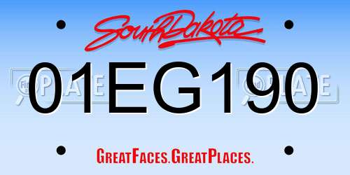 01EG190 South Dakota License Plate
