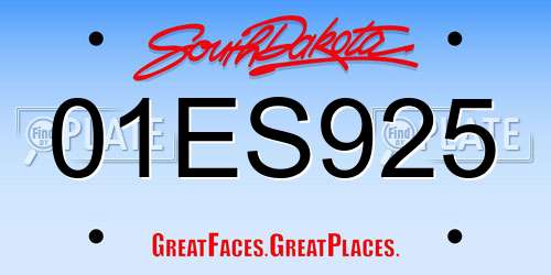 01ES925 South Dakota License Plate