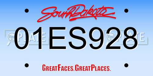 01ES928 South Dakota License Plate