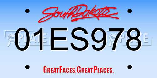 01ES978 South Dakota License Plate