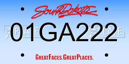 01GA222 South Dakota License Plate