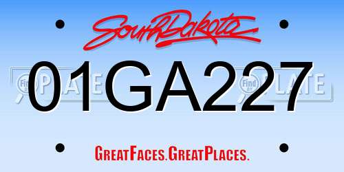 01GA227 South Dakota License Plate