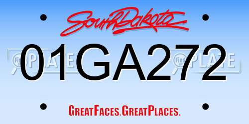 01GA272 South Dakota License Plate