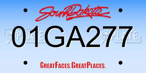 01GA277 South Dakota License Plate