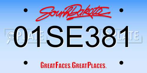 01SE381 South Dakota License Plate