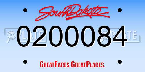 0200084 South Dakota License Plate