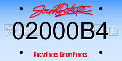 02000B4 South Dakota License Plate