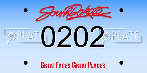 0202 South Dakota License Plate