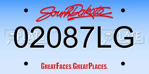 02087LG South Dakota License Plate