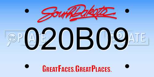 020B09 South Dakota License Plate