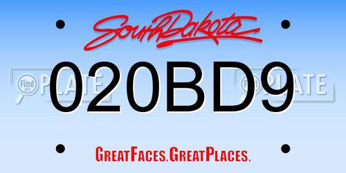 020BD9 South Dakota License Plate