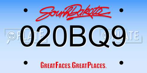 020BQ9 South Dakota License Plate