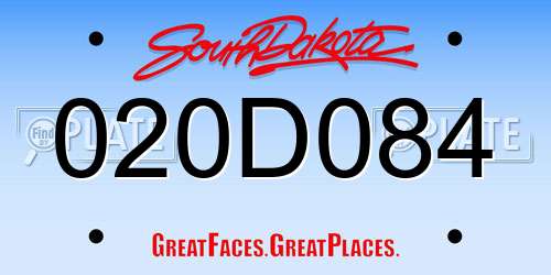 020D084 South Dakota License Plate