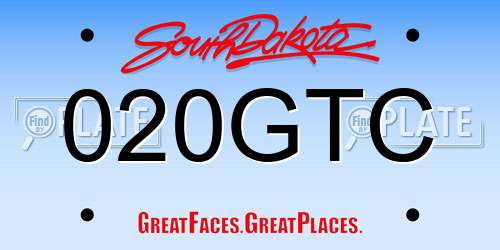020GTC South Dakota License Plate