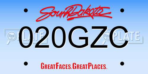 020GZC South Dakota License Plate
