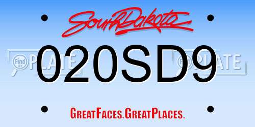020SD9 South Dakota License Plate