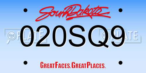 020SQ9 South Dakota License Plate