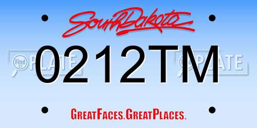 0212TM South Dakota License Plate