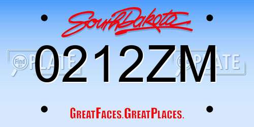 0212ZM South Dakota License Plate