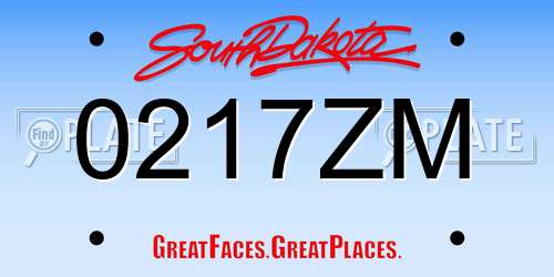 0217ZM South Dakota License Plate