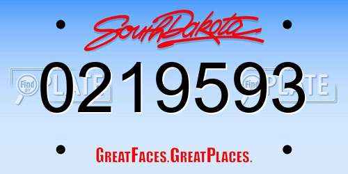 0219593 South Dakota License Plate