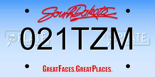 021TZM South Dakota License Plate