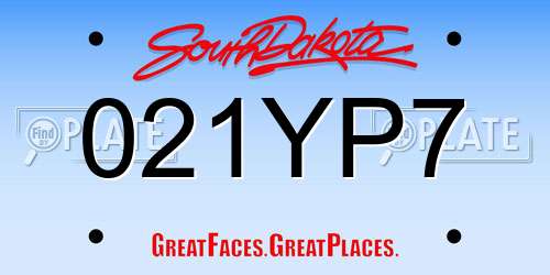 021YP7 South Dakota License Plate