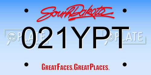 021YPT South Dakota License Plate