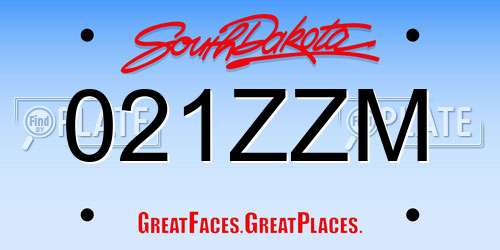 021ZZM South Dakota License Plate