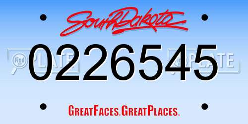0226545 South Dakota License Plate